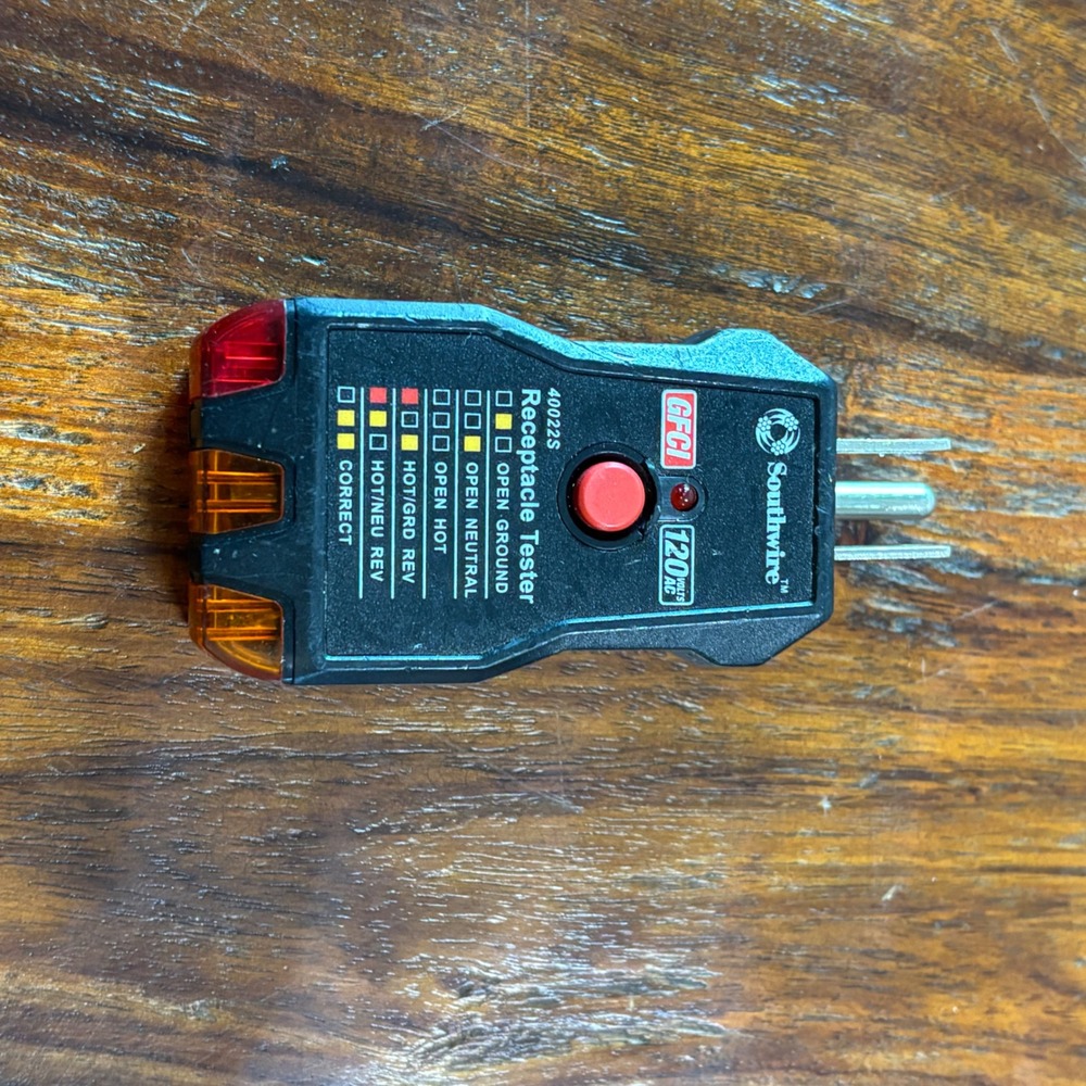 Southwire 40022S GFCI Receptacle Tester 120V AC Outlet Circuit Analyzer Black